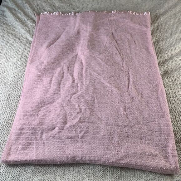 VTG Pink Acrylic Blanket Satin Trim Waffle Weave 66x88 Twin Size USA Excellent - Picture 2 of 12